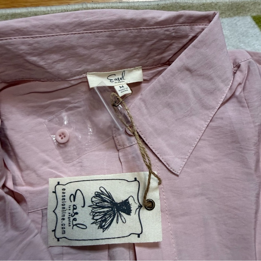 Easel Dusty Pink Button-Up Shirt - Picture 4 of 8